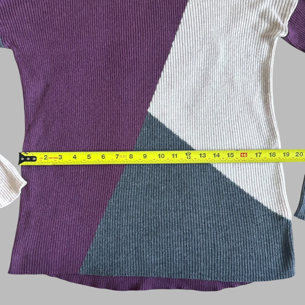 Smartwool Merino Wool Blend Colorblock Ribbed Sweater top Purple Gray Womens M - Picture 3 of 7